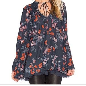 Free People Pebble Crepe Smocked So Fine Tunic